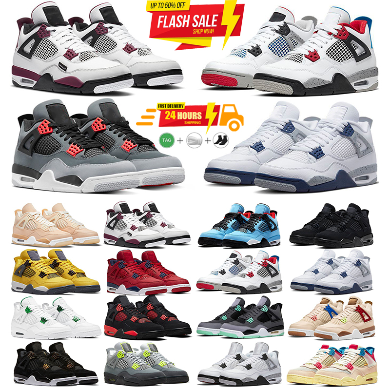 Designer 4s Men Basketball Shoes 4 Black Cat Military Blue Canvas Red Thunder University Blue Thunder Pink Cactus Jack Trainers Sports Women Sneakers 36-47 CV9388-100