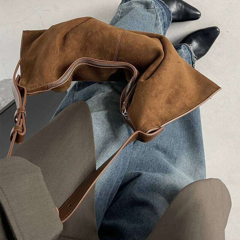 Vintage Faux Suede Slim Tote Bags For Women Designer Handbags And Purses 2024 New In Large Capacity Underarm Shoulder Bag Suotong0912 250912 Suotong25