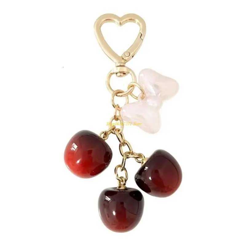 Luxury 4XBF Fashion Cherry Bowknot Keychain Pendant Accessory For Womens Bags And Keys Y250929as