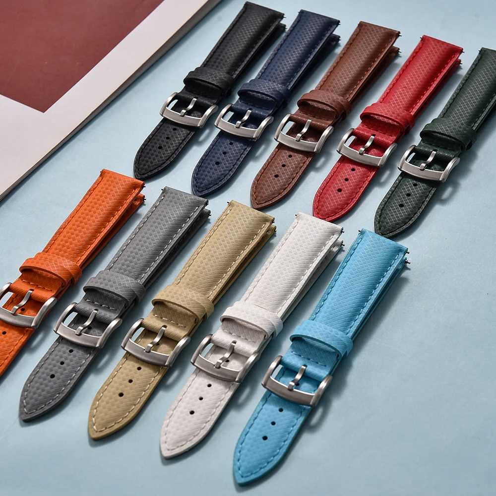 New Design FKM Rubber Leather Watch Strap 18mm 19mm 20mm 22mm Quick Release For Delugs Sailcloth Watch Bands Universal Wristband W250928