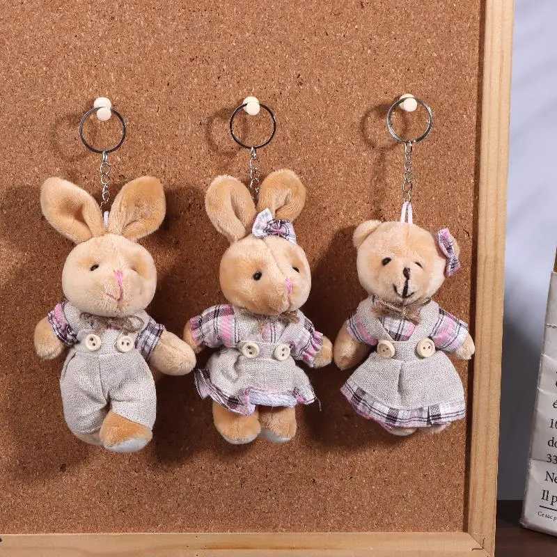Little BearRabbit Plush Doll Keychain Pendant Stuffed Doll Keyring Couple Bag Pendant Backpack Decoration Kids Birthday GiftXJ250928