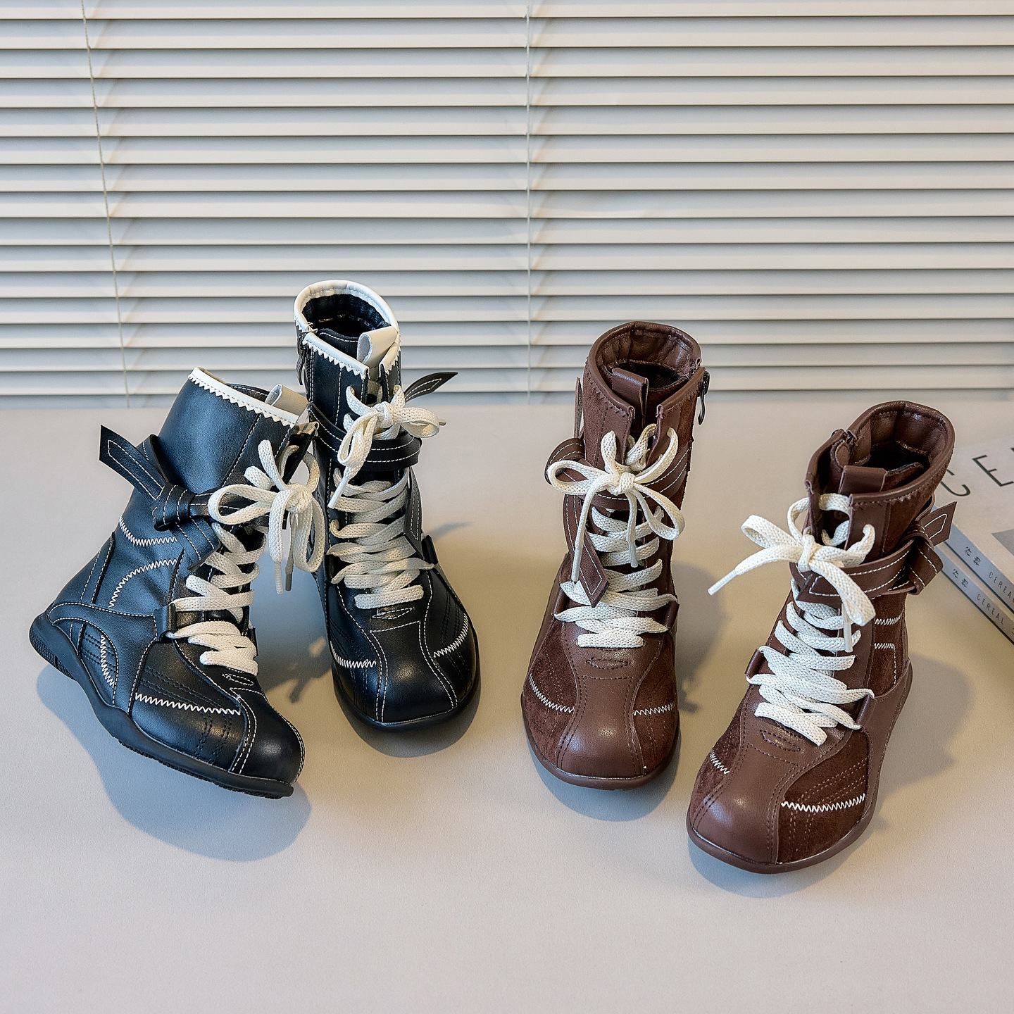 Autumn and winter fashion girls, children's Martin boots, children's shoes, high top boxing boots, fashionable anti slip knight boots, desig