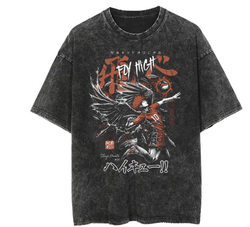 European & American Washed Vintage Short-Sleeve T-Shirt American Retro Anime Short-Sleeve T-Shirt - TT8340