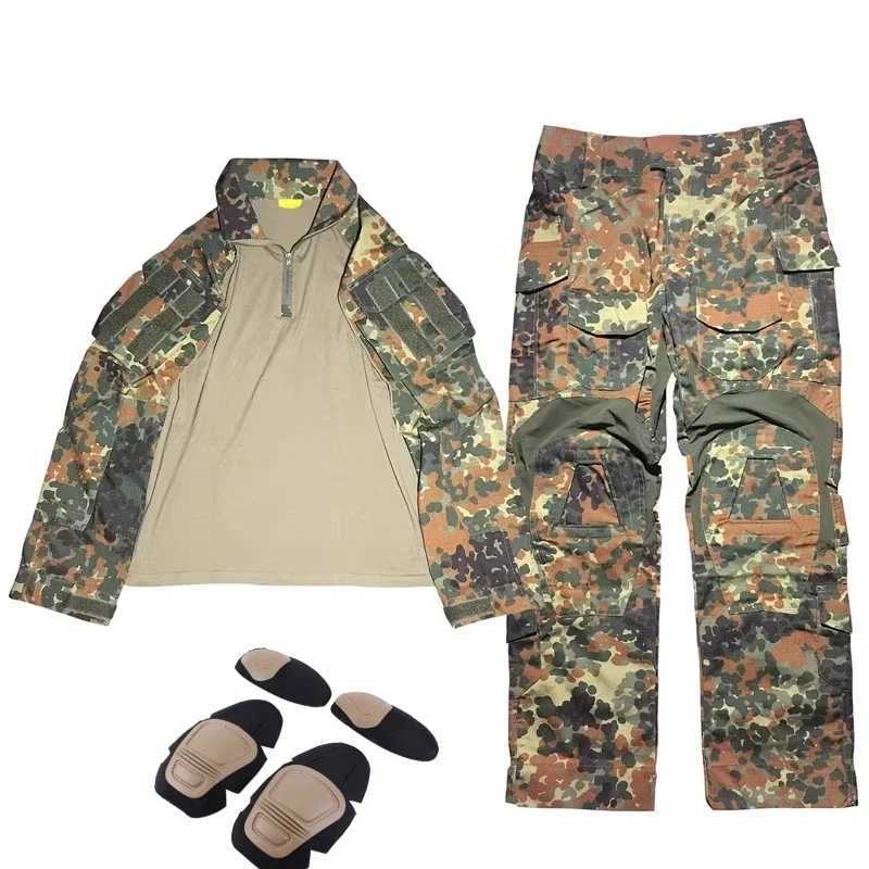 Outdoor Tactical Uniform Top Pants Suit With Knee Elbow Pads Camo Military Combat Clothes Field JACKET Trousers W250928