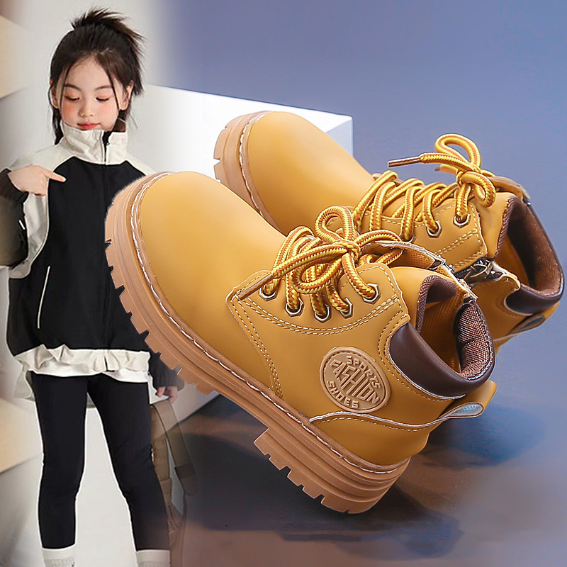 New Yellow Children's Classic Martin Boots Boys' Yellow Boots Outdoor Style Girls' Fashion Cool Boots Grassland Short Boots Designer Sh