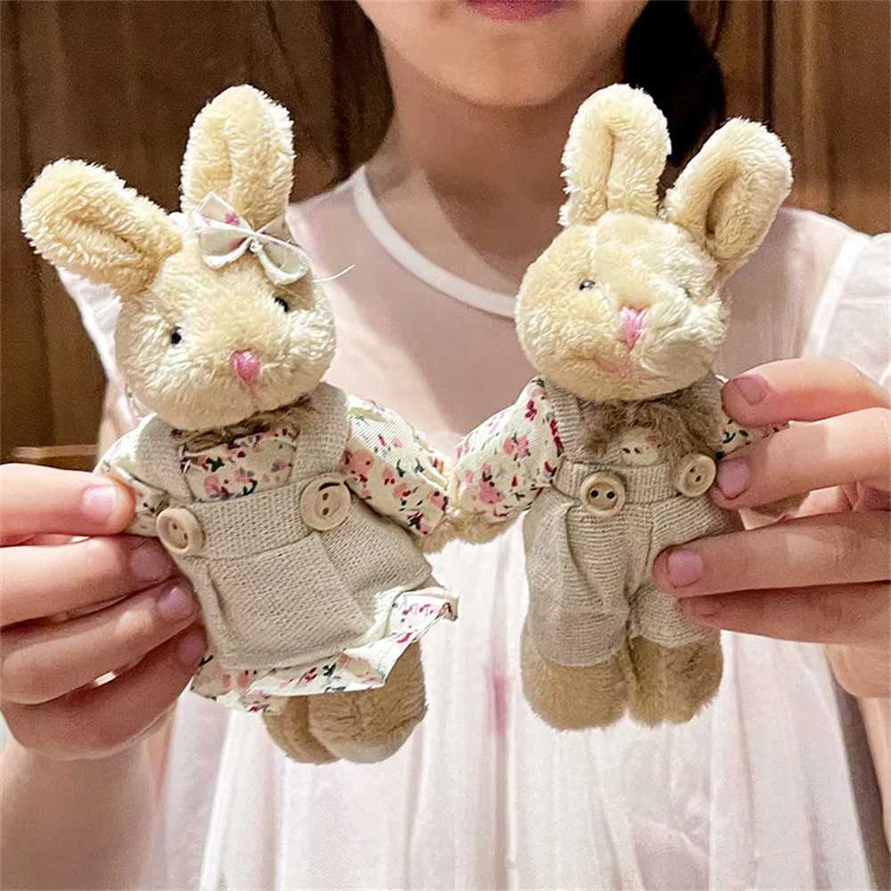 Cute Girl Fluffy Couple Rabbit Key Chain Women Plush Bear Keychain On Bag Car Trinket Jewelry Party Wedding Toy Doll Lover GiftXJ250928