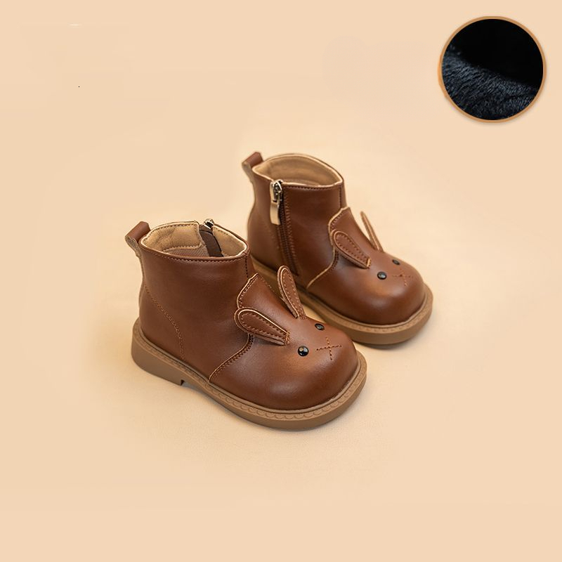 New baby and children's boots, leather boots, princess girl trend, Martin children's fashion wool lining, soft soled short boots, designer s