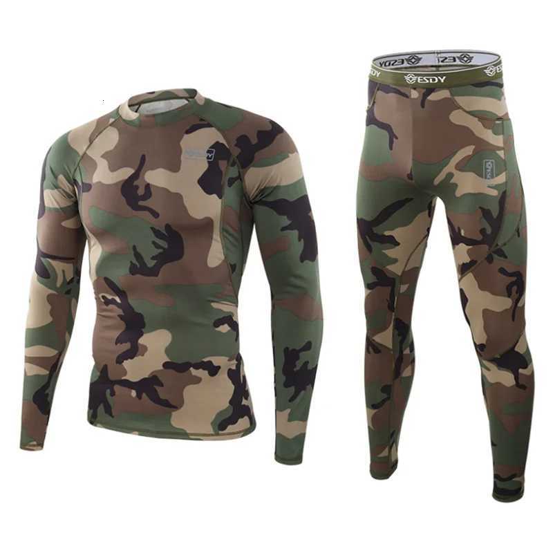 ESDY Underwear UniformTops Men Home Outwear Sets TacticalCamouflage Long Sleeve Shirts Pants Training Thermal Underwear Suit W250928