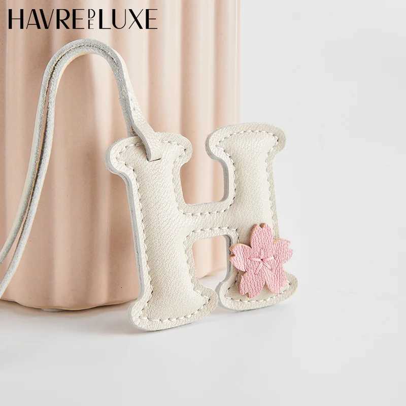 Luxury Letter bag charm genuine leather sheepskin bag pendant H letter keychain Cute and highend car gift DIY bag accessories Y250928