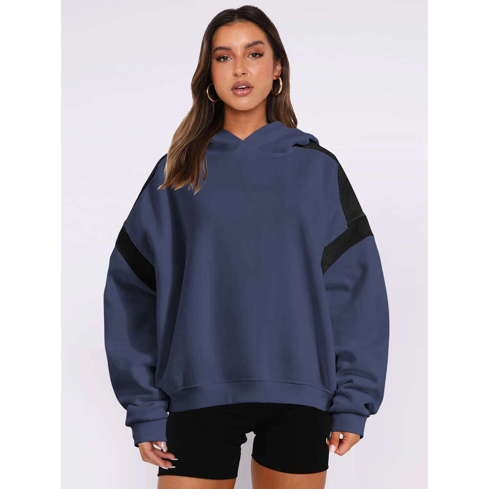 New Early Autumn Color-Block Drop Shoulder Women's Fashion Baseball Jacket Trendy Brand Hoodie Hooded Sweatshirt for Women