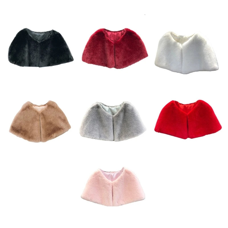 Solid Color Shawl Large Collar Plush Shawl Winter Coat Artificial Furs Wedding 250928