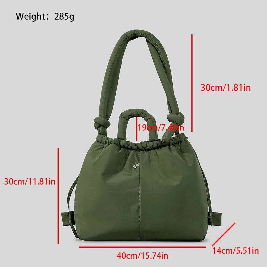 Casual Nylon Padded Tote Bag Designer Soft Puffer Women Shoulder Crossbody Bags Simple Vintage Large Capacity Handbags Suotong0912 250912 Suotong2509 