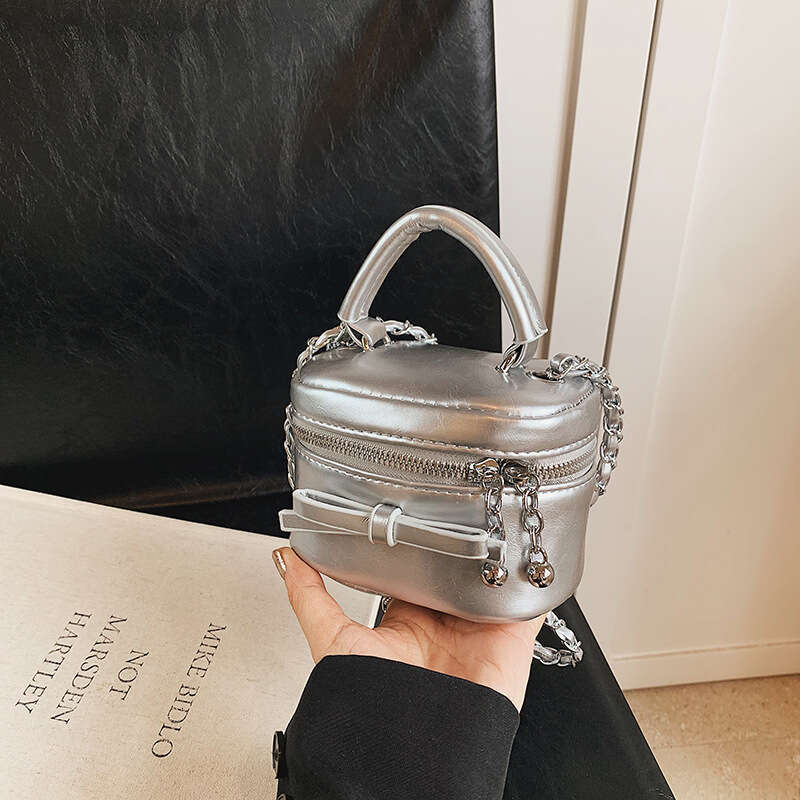 2025 New Korean Fashion Designer Bag - Women's Elegant Mini Bow Handbag with Chain Shoulder & Crossbody Style