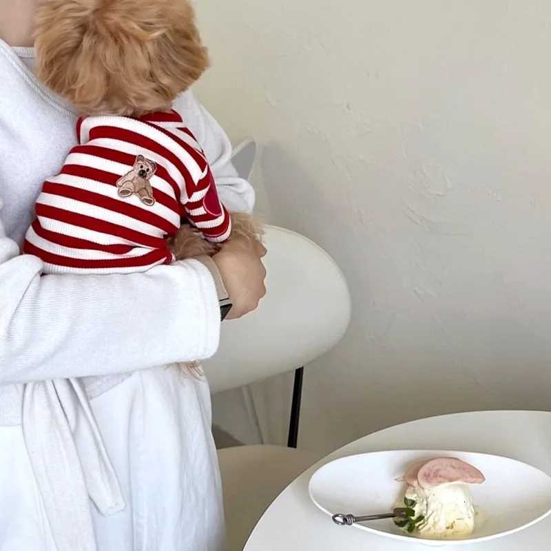 Puppy Striped Bottom Shirt Pet Dog Summer Clothes Thin Teddy TShirt Pomeranian Soft Two Legs Clothes Fashion Pet Vest X250928