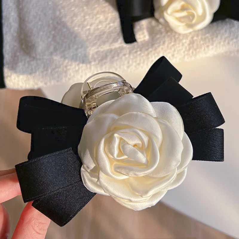 Advanced Elegant Camellia Flower Bow Hair Claws Clip Bows Knot French pin Back Accessories for Women W250928