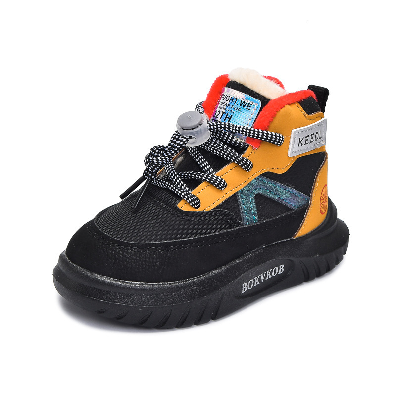 New winter children's snow boots, boys' outdoor thick wool cotton shoes, fashionable anti slip children's boots, designer shoes