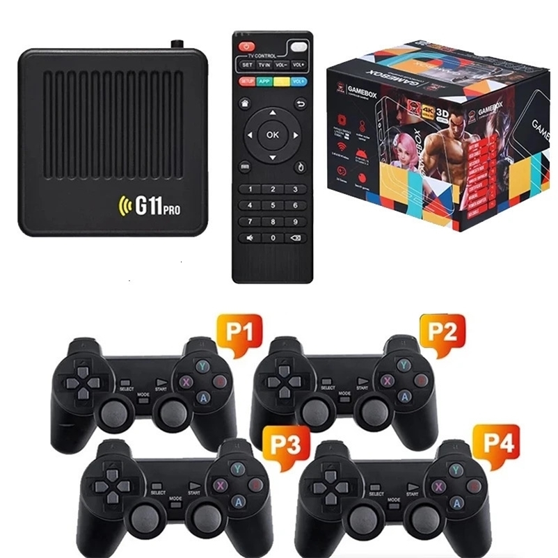 4 Gamepads G11 Pro 4K HD Video Game Console 2.4G Wireless Controller for N64 Dual System Home Gaming Console Built in 60000 Games 241122