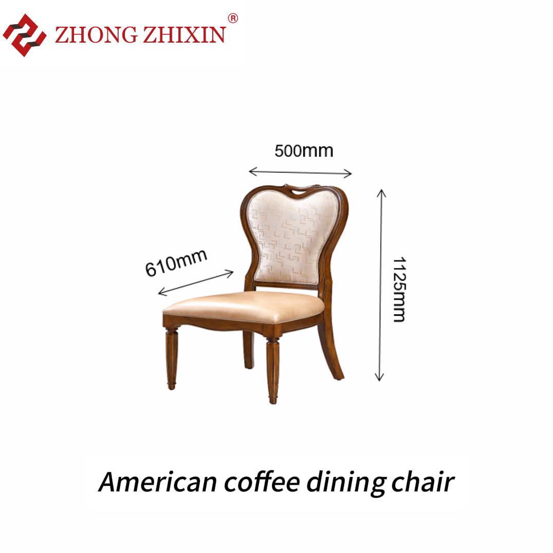 Zhongzhixin Designer Solid Wood Dining Table & Luxury Leather Dining Chair Set, American Style, for Dining Room