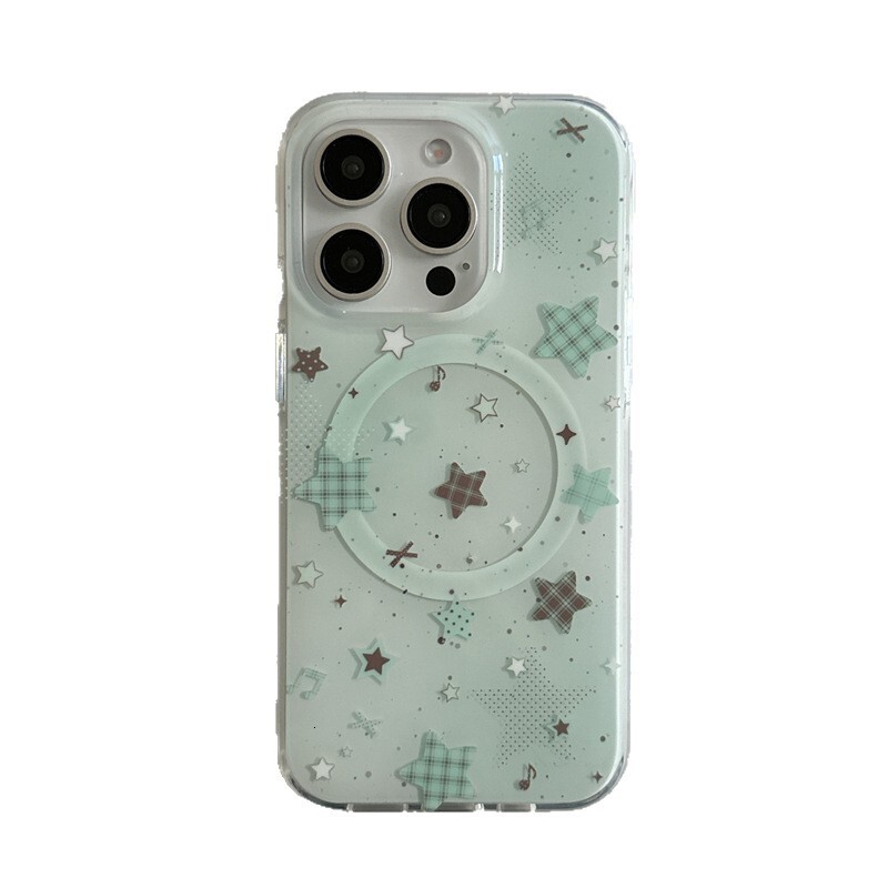 Ins Mint Green Star Double Layer Iphone 17promax Phone Case Compatible With Apple 16pro Magnetic Stand 15pr
