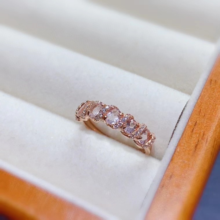 Natural Morganite ring real 925 silver Morganite jewelry with certificate 3mm*4mm total 0.6ct 925 silver jewelry gift for girlfriend