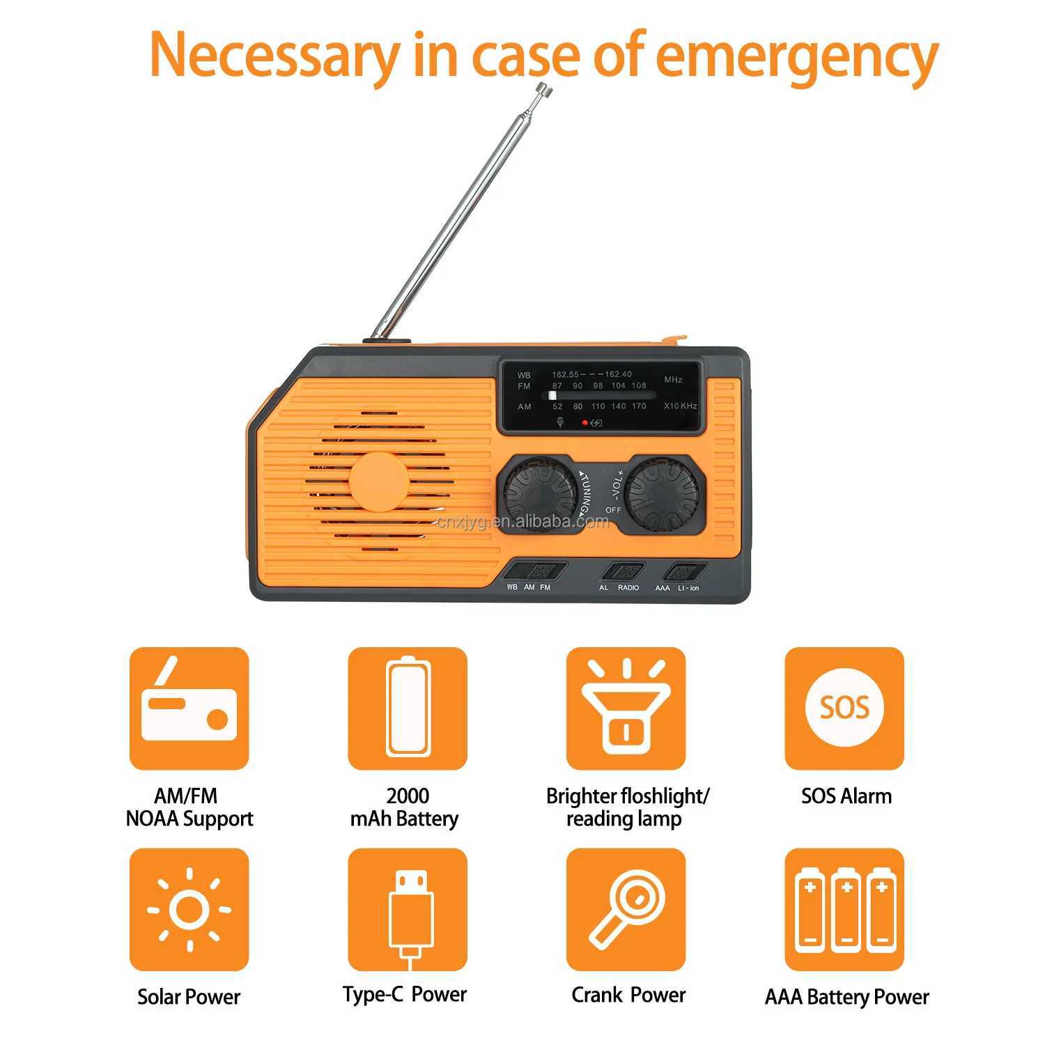 Emergency Solar FM Radio and Light in One 10000mAh Power Bank Multifunctional Radio Hand Crank Solar USB Charging FM AM WB NOAA C250928