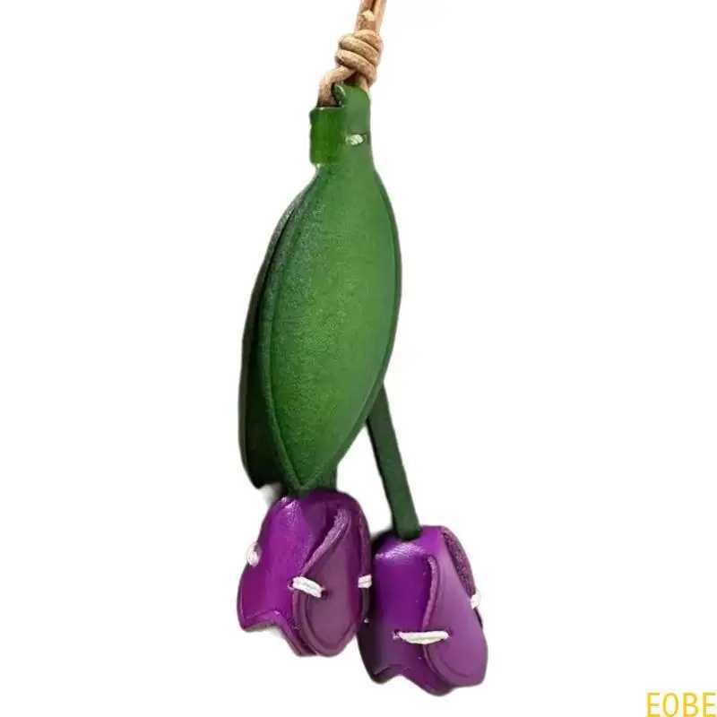 Luxury E0BE Stylish Flower Leather Accessory Handmade Leather Flower Adornment Key Rings Pendant Accessory For Versatile Use Y250929as