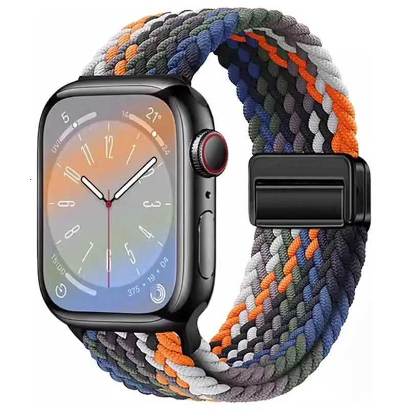 Suitable for ApplewatchS10 Magnetic Buckle Woven Wristband Smartwatch Adjustable Japaneseshaped Buckle Elastic Band W250928