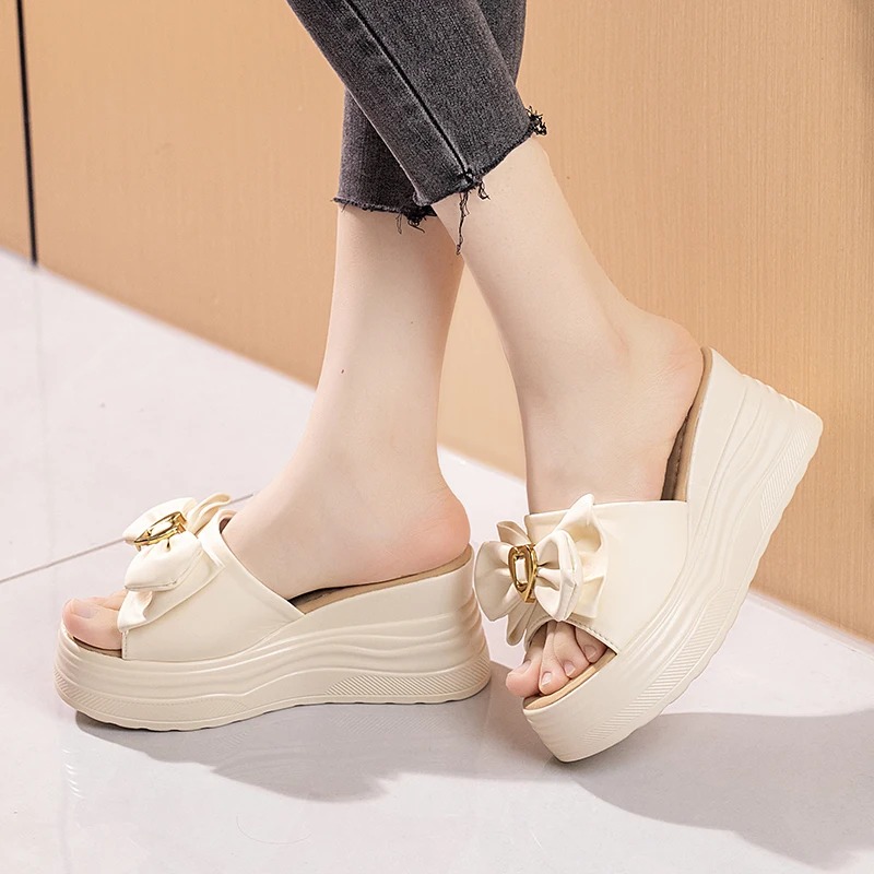 Women Fashion Thick Sole Home Platform Slippers Summer Clogs Non Slip Elevated Slides Shoes Non-Slip Thick Heel House Sandals: Stylish Slide Footwear 