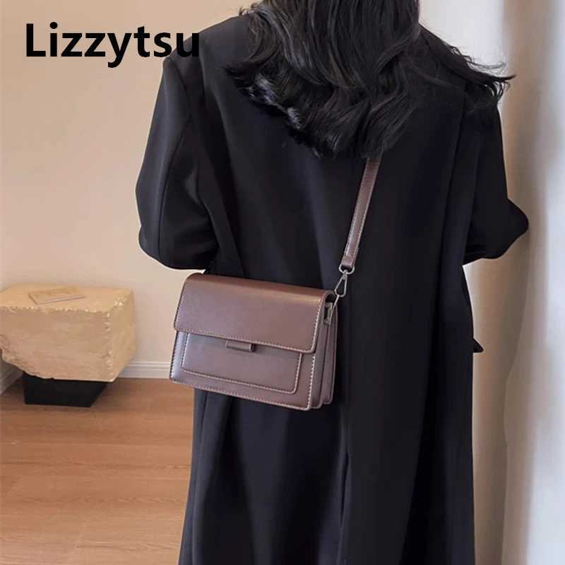Lizzytsu Vintage Luxury Design Square Bag Easymatch Solid Shoulder Bag Streetwear Korean Crossbody Bag Z250928