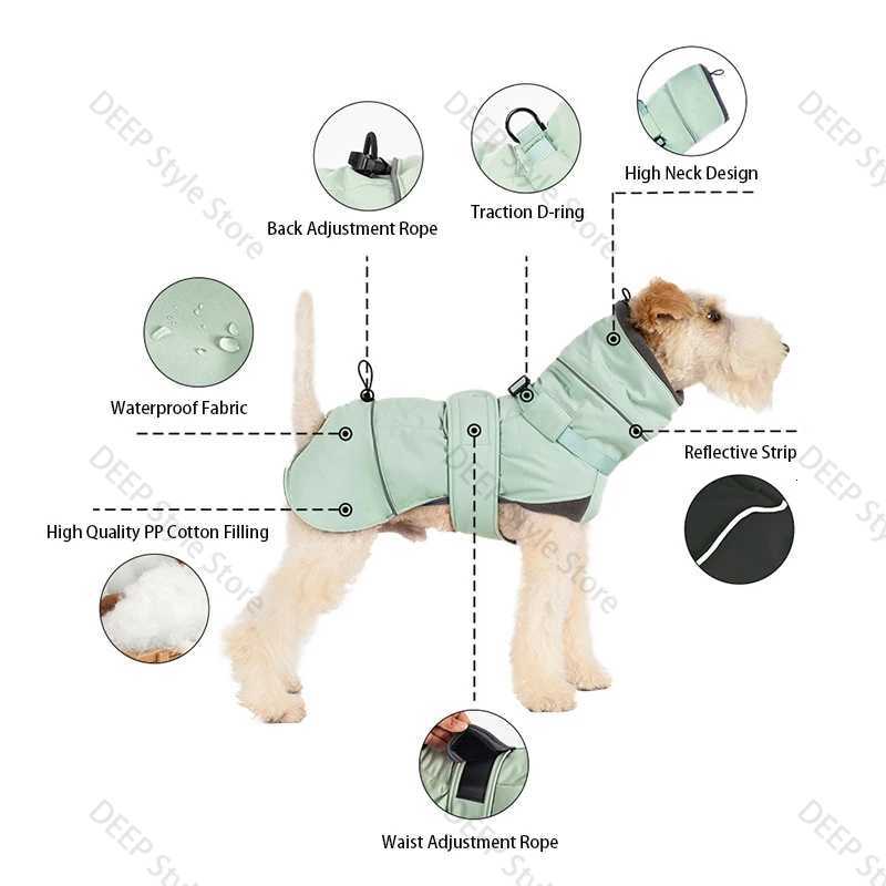 2025 New Pet Keeping Warm Clothes for Autumn Winter High Necked Dog Stormcoat With Reflective Tape Waterproof Dog Down et X250928