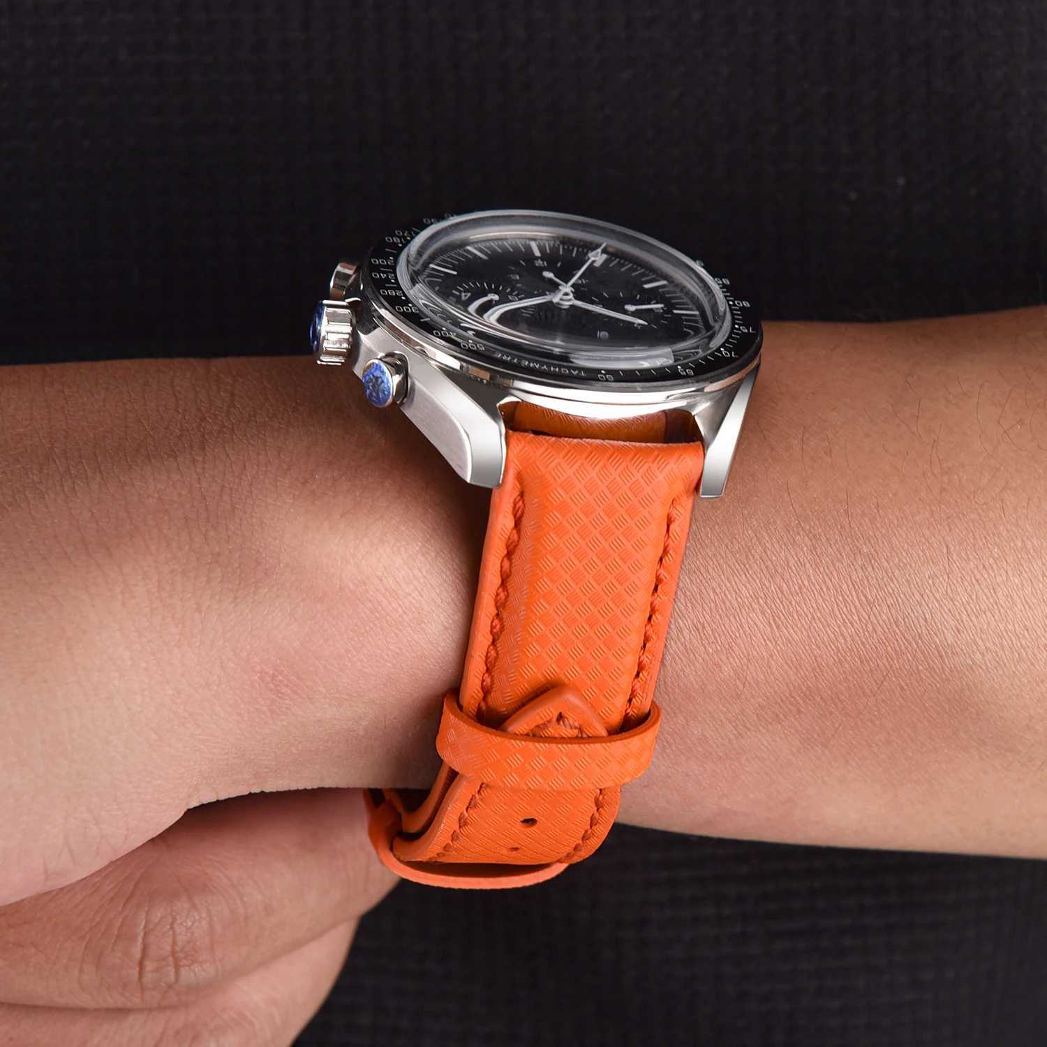 New Design FKM Rubber Leather Watch Strap 18mm 19mm 20mm 22mm Quick Release For Delugs Sailcloth Watch Bands Universal Wristband W250928