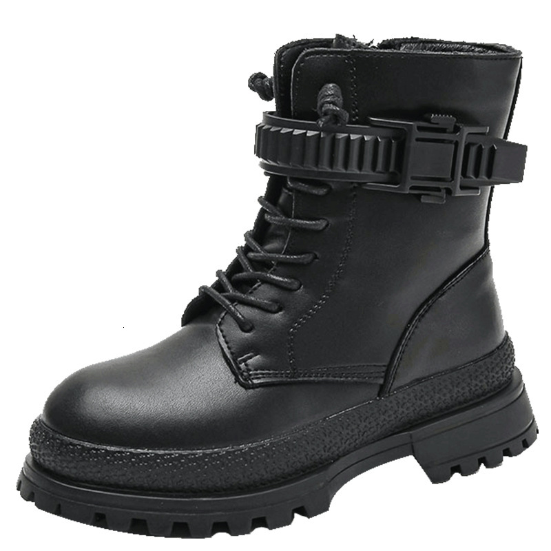 Autumn and winter new children's genuine leather Martin boots, boys' knight single boots, girls' fashionable wool lined short boots, de