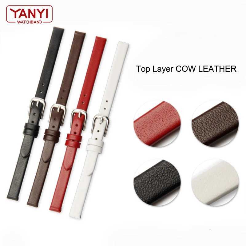 Genuine Leather Watch Bracelet womens fashion watchband wristwatches mini band 6mm 8mm 10mm 12mm red white color small strap W250928