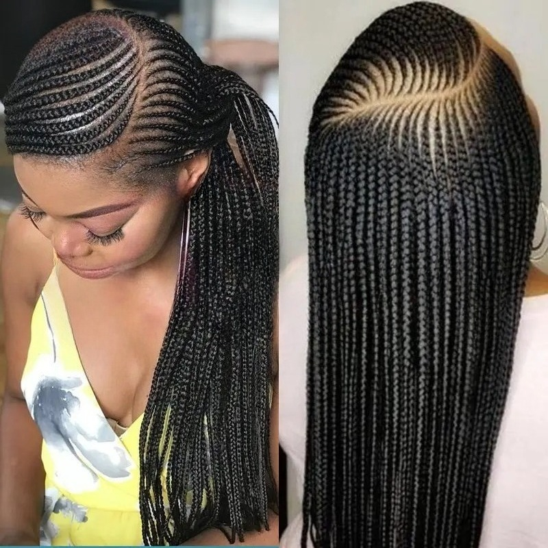 13X6 Hd Transparent Lace Front Wig Long Black Knotless Box Braids Wig for Black Women 34 Inches Glueless Wig Human Hair Ready To Wear