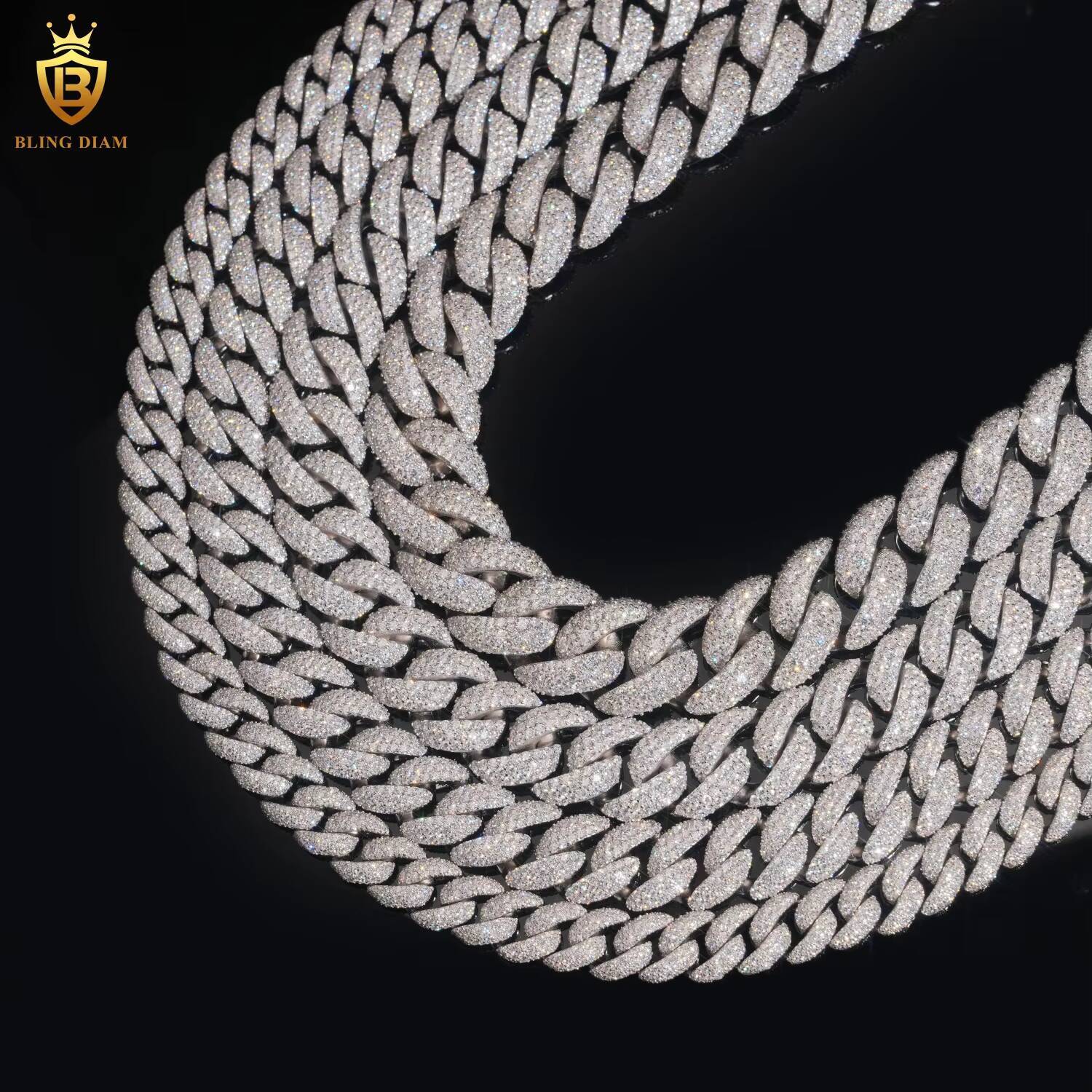 Hip Hop Styles Jewelry 20MM 22mm Moissanite Diamond Cuban Link Chain 925 Silver Iced Out Cuban Link Necklace Pass Diamond Tester