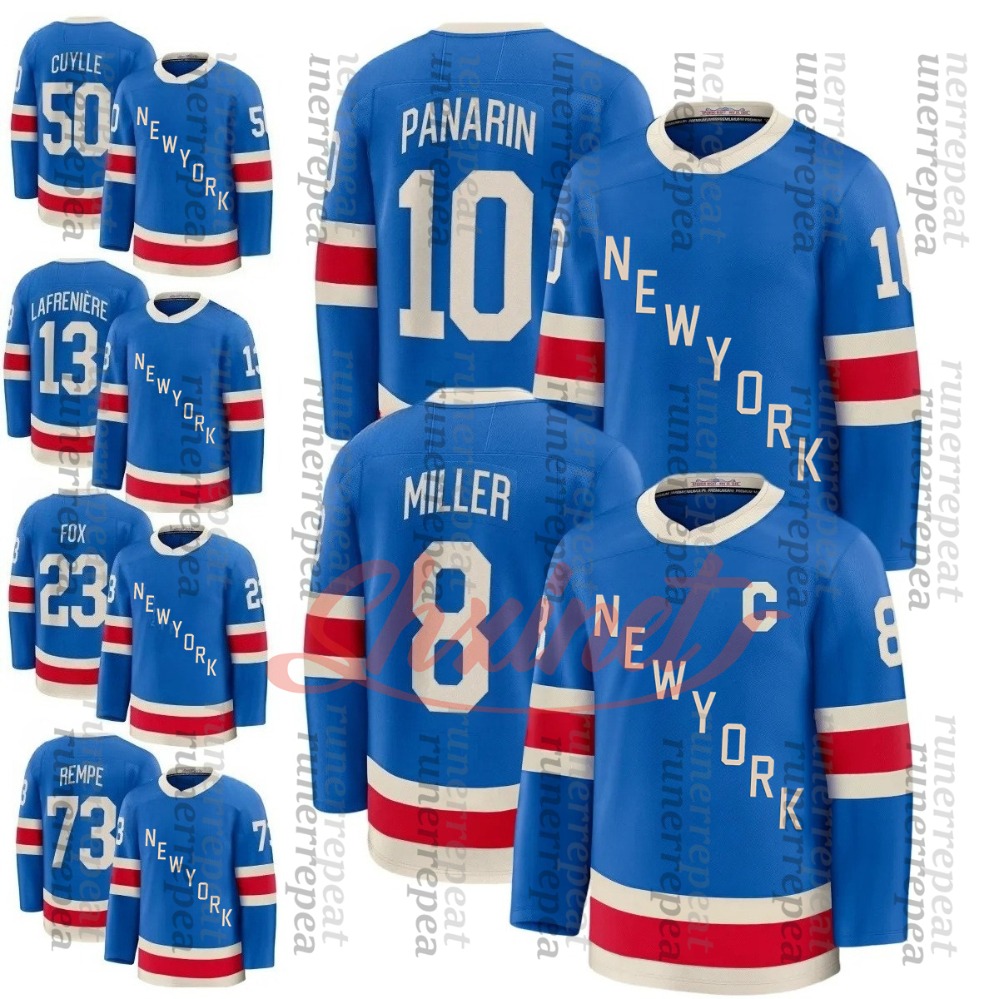 2025 Centennial 10 Artemi Panarin NY hockey jersey 11 MESSIER Matt Rempe 23 Adam Fox Igor Shesterkin Mika Zibanejadd Trocheck JT Miller Alexis Lafreniere