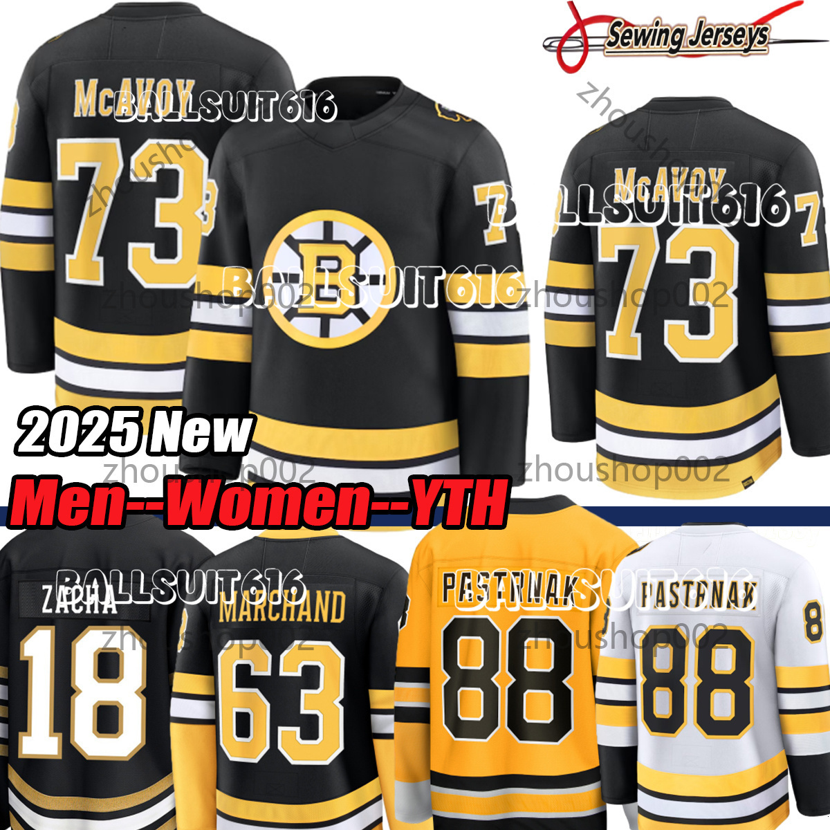 88 David Pastrnak Jersey 63 Brad Marchand BostonS Bruins Jersey Hampus Lindholm Jeremy Swayman Charlie Coyle Hockey Jerseys 225