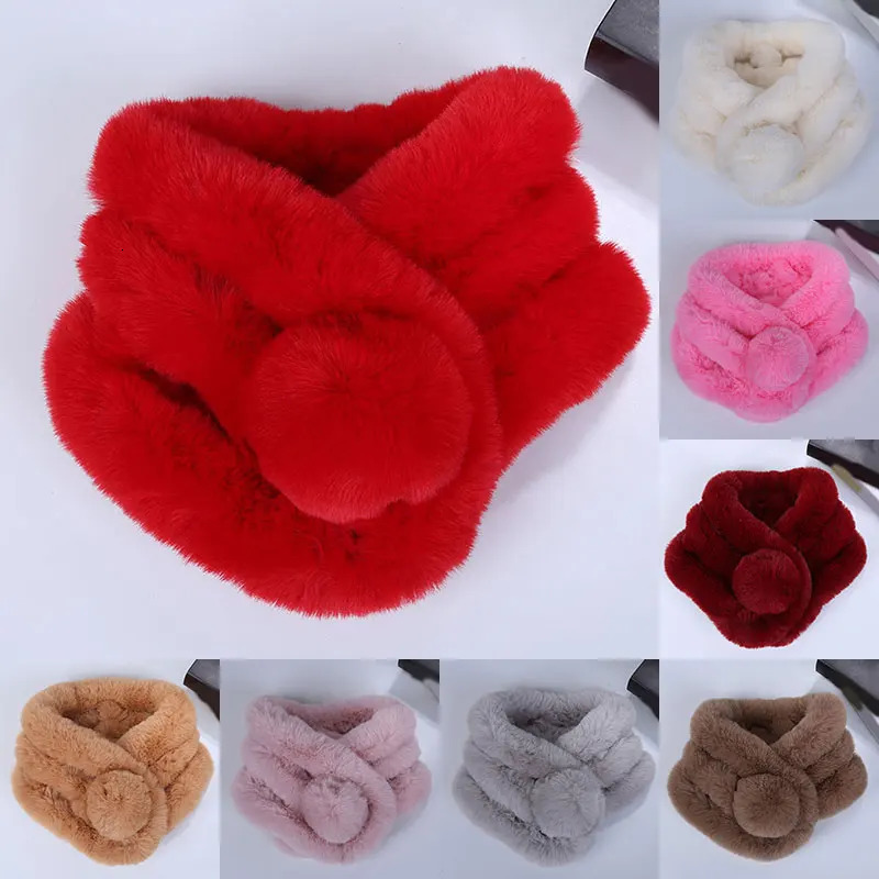 Women Winter Warm Thicken Scarfs Faux Fur Plush Cross Collar Scarf Shawl Warm Soft Thicken Snood ScarveS Scarf Wholesale 250928