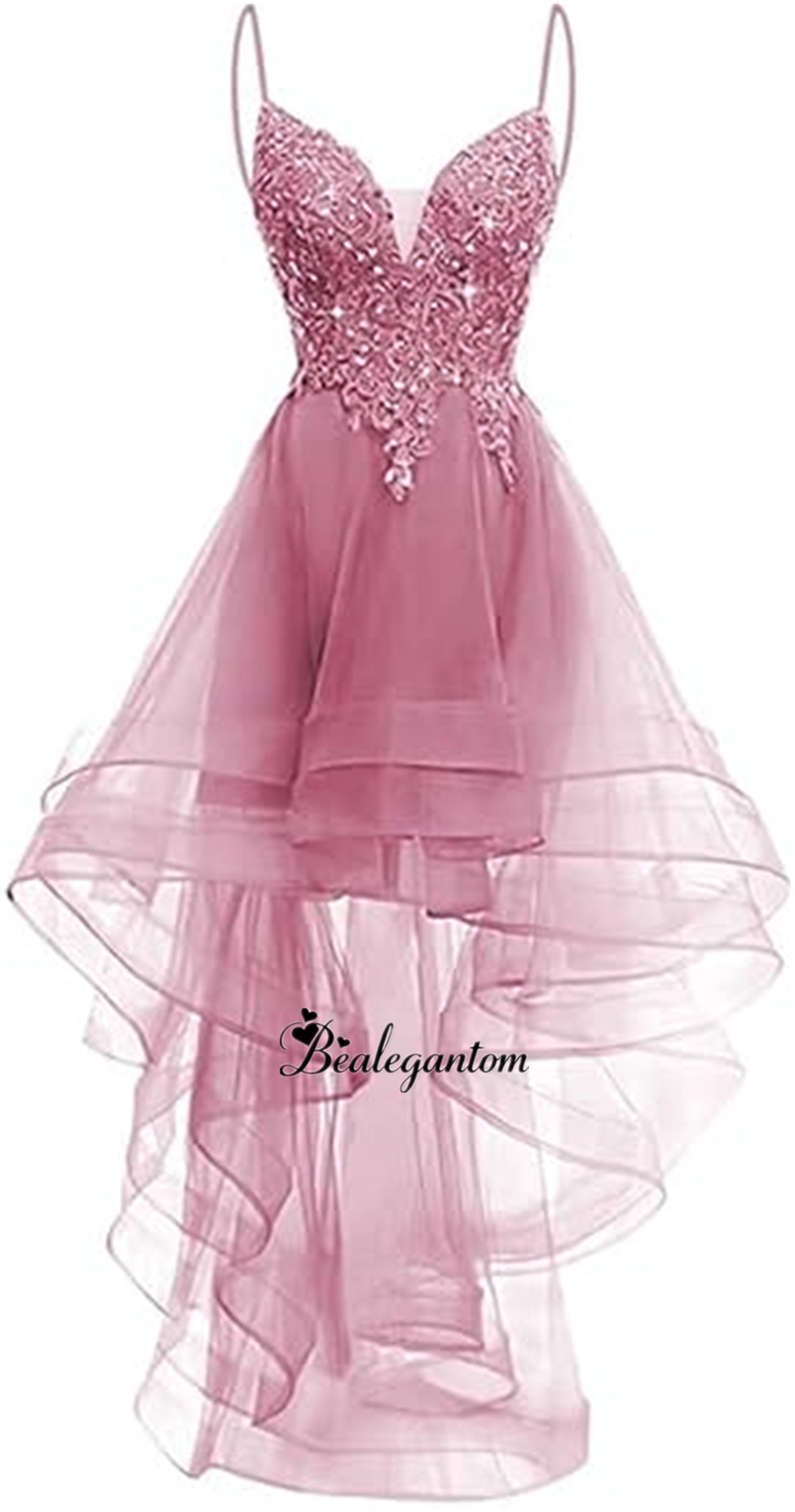 Customized Lace Appliques Homecoming Dresses For Teens High Low Spaghetti Straps Tulle Short Cocktail Birthday Prom Party Graduation Hoco Dress BQ52