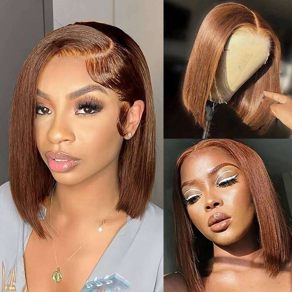 Brown Bob Wigs On Clearance Sale 13X4 Lace Front Human 180 Density Pre Plucked With Baby Hair Wig For Women Xiusiyuan2509