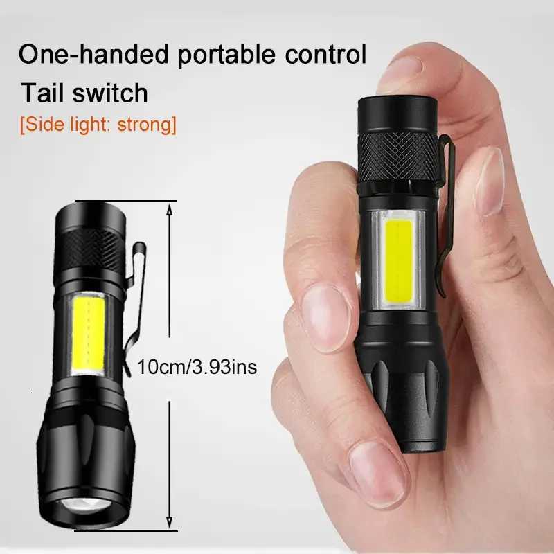 Powerful Mini LED Flashlight COBtXPEZoom Torch Built In Battery USB Rechargeable With Pen Clip Outdoor Camping Emergency Lamp D250928
