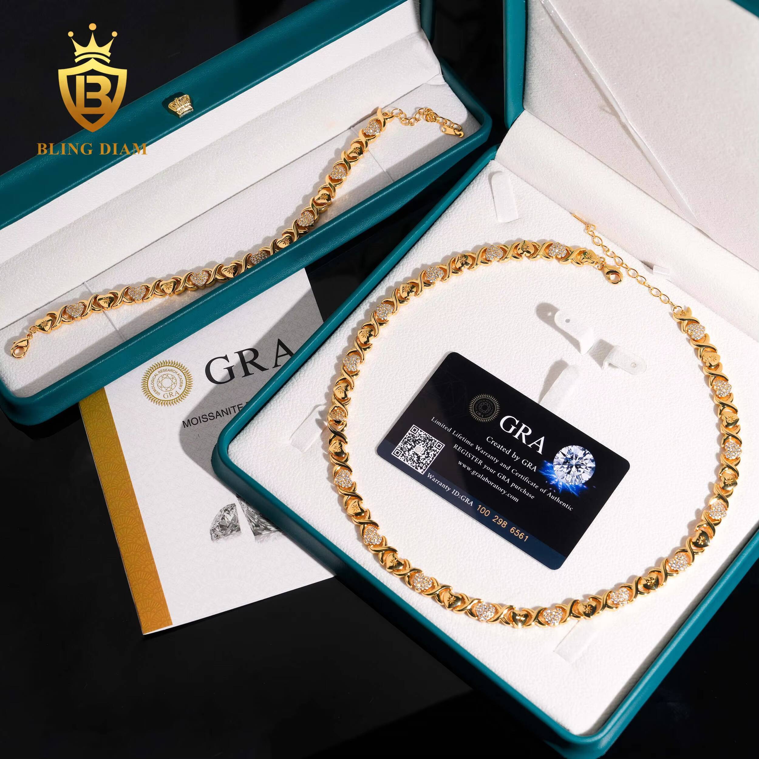 VVS Moissanite Diamond Cuban Link Chain Sterling Silver 925 Fine Jewelry Necklace Heart Miami Cuban Link Chain