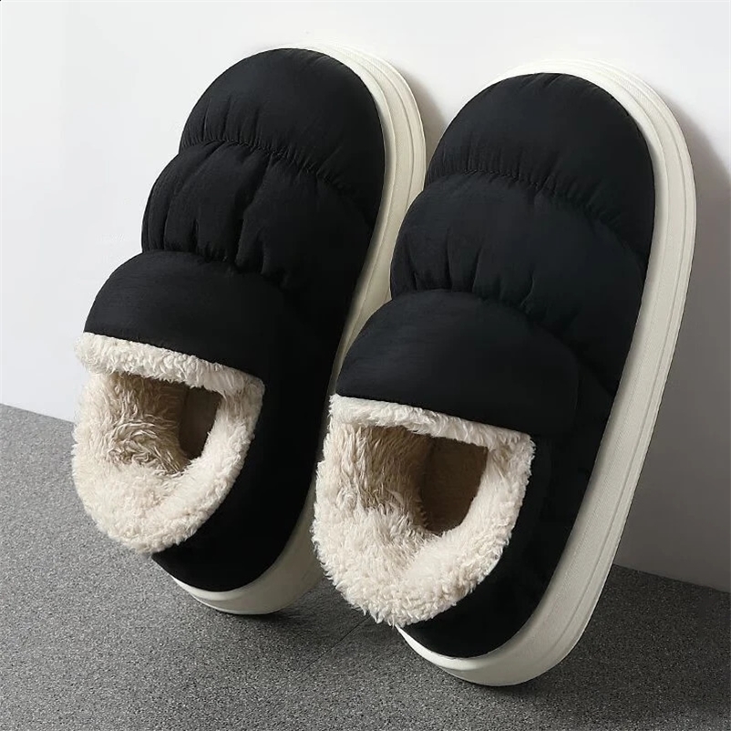 QYCKABY Plush Shoes For Women Mules Indoor Outside Winter Home Warm Fluffy Anti-skid Boots Fur Cotton Shoe Men Outdoors Sneakers241226bj
