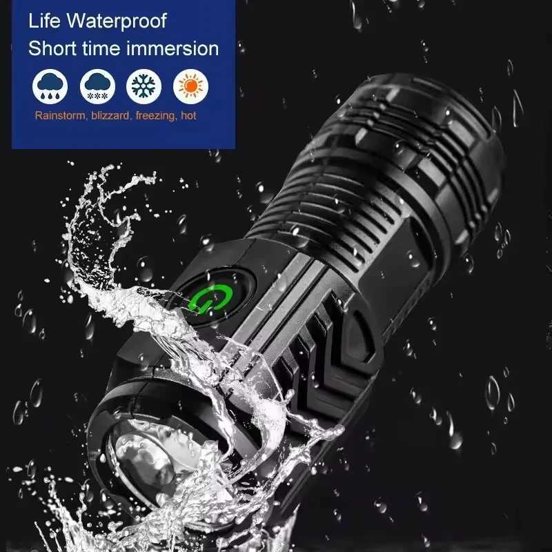 Ultra Powerful Flashlight 3 Core LED Mini Tactical Flashlight USB Rechargeable High Power LED Torch With Magnet Hand Lamp Gift D250928