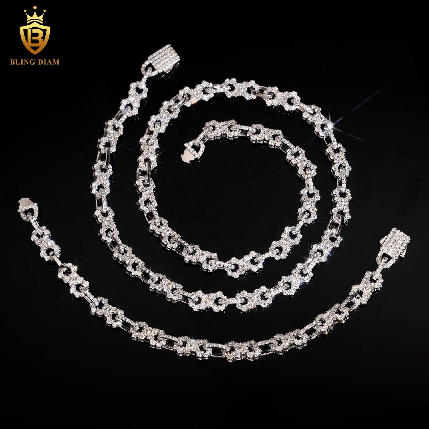 85mm Sterling Silver 925 GRA Certificated Hip Hop Jewelry VVS Moissanite Cuban Link Chain Bracelet