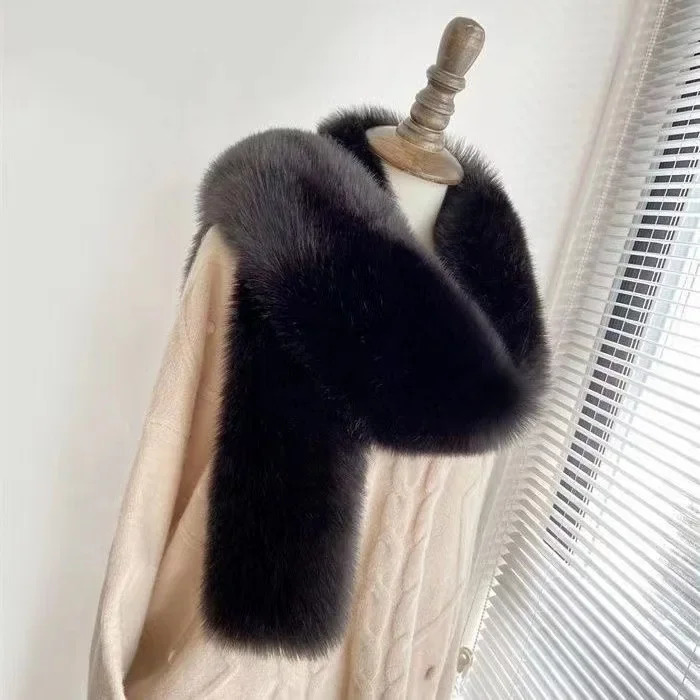 2025 Super Long Faux Fox Fur Scarf Wrap Plush Boa Collar for Women Winter Warm Shawl Necklace Stole Elegant Winter Accessory 250928
