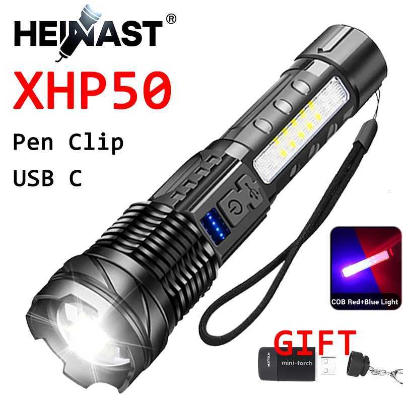 Powerful XHP50 Flashlight Zoomable Flashlight Handheld Lighting Night Work Emergency Torch for Outdoor Camping Fishing Lantern D250928