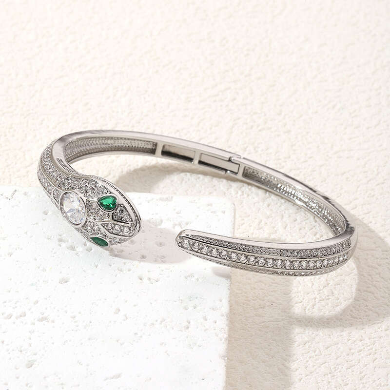 Designer Luxury bangle jewelry for women Serpentine Rose Flower Bracelet alloy plated with 18K gold Zircon Exquisite High-end and Festival Holiday gif