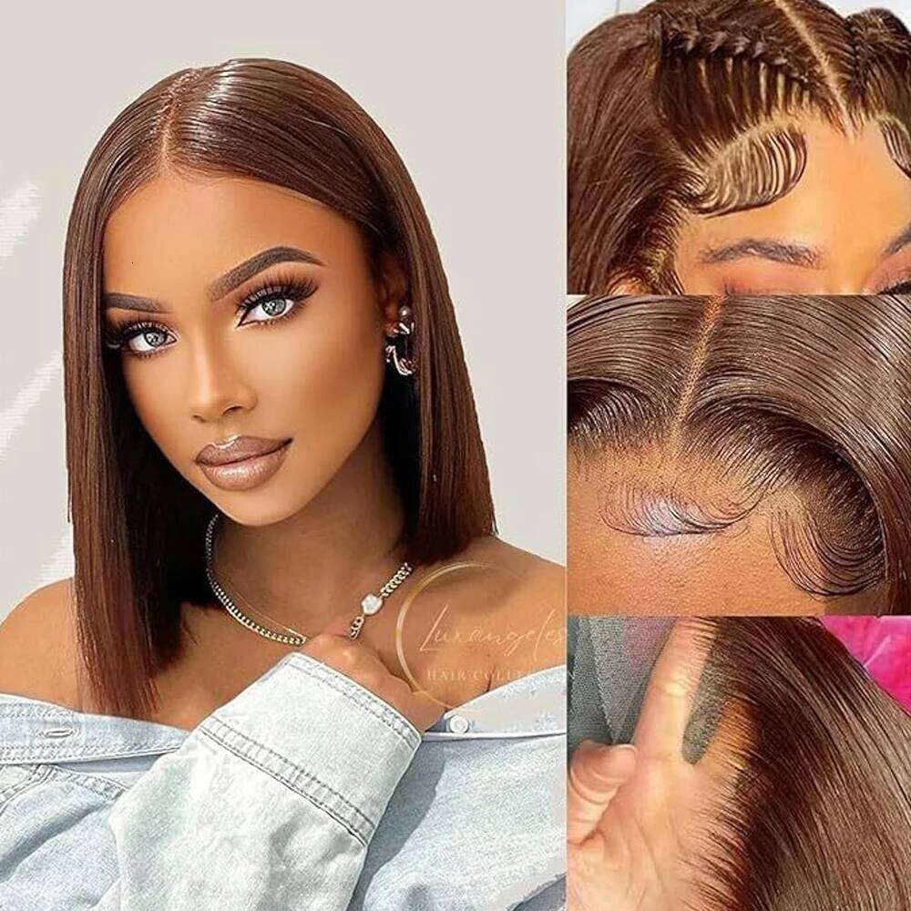 Brown Bob Wigs On Clearance Sale 13X4 Lace Front Human 180 Density Pre Plucked With Baby Hair Wig For Women Xiusiyuan2509