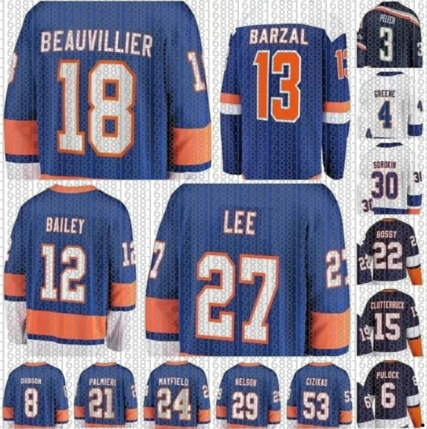 custom Islander Hockey Jersey men Anders Lees Kyle Palmieri Bo Horvat Brock Nelson Maxim Tsyplakov Simon Holmstrom Noah Dobson Jean-Gabriel Pageau Ryan Pulock
